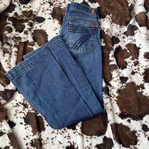 Dark wash 7famk dojo flares .